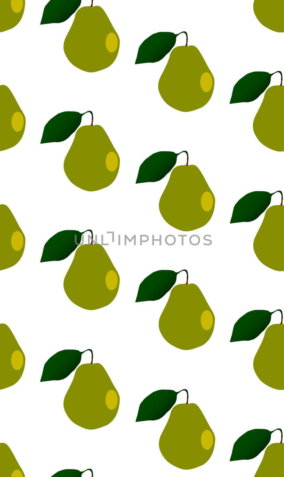 A typical English pear as a seamless pattern isolated on a white background