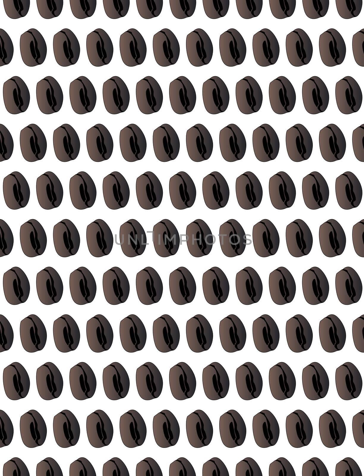 A coffee bean seamless background on white
