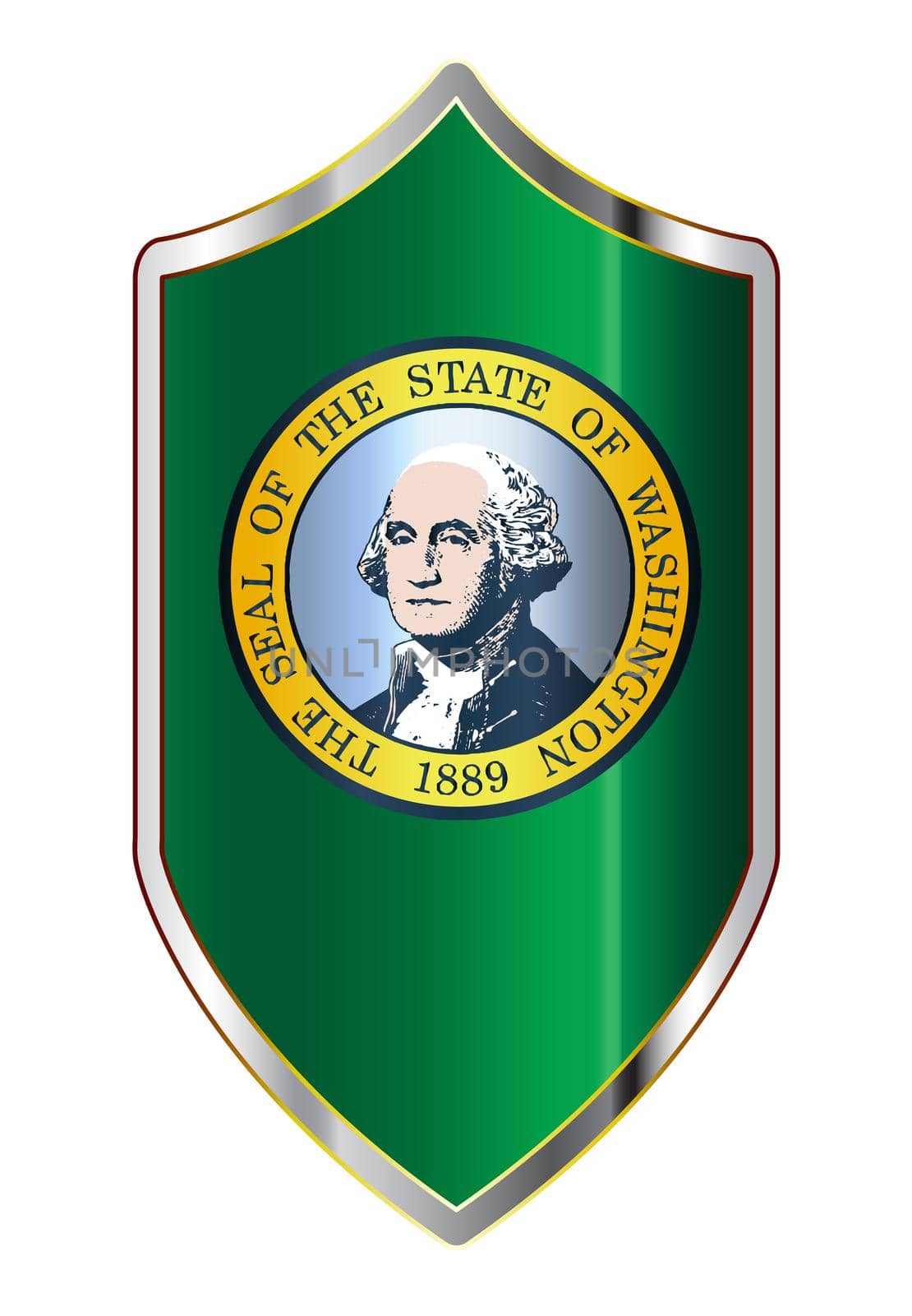 Washington State Flag On A Crusader Style Shield by Bigalbaloo