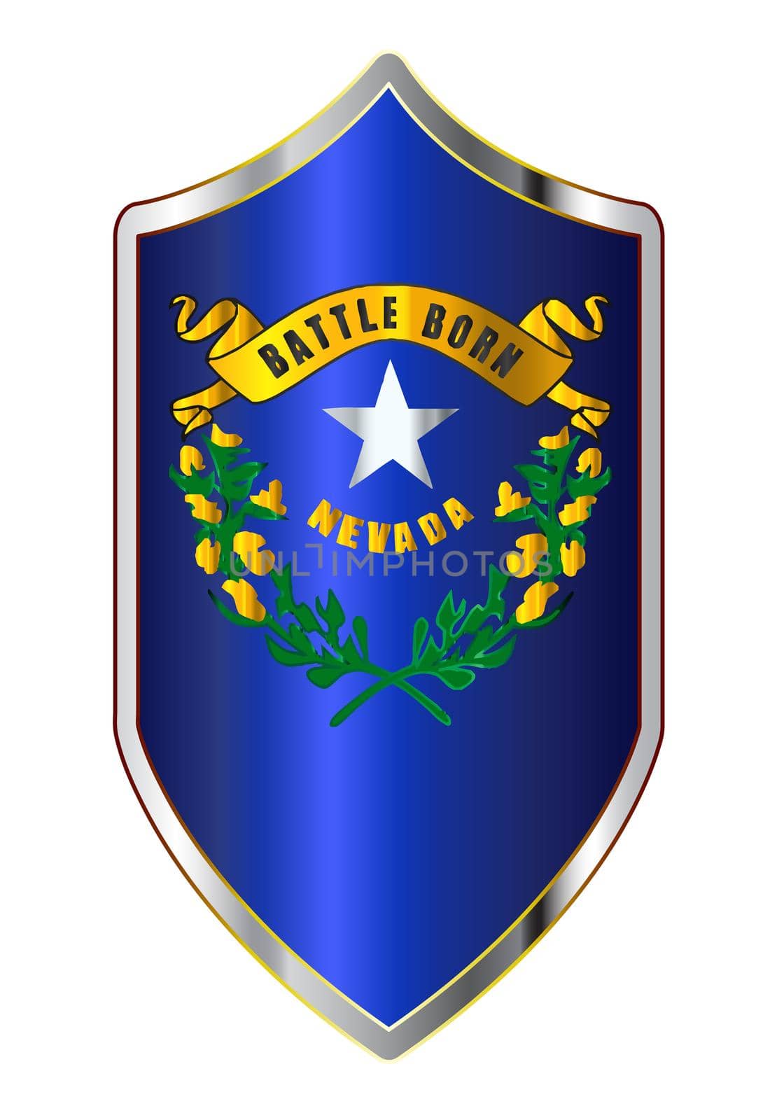 Nevada State Flag On A Crusader Style Shield by Bigalbaloo