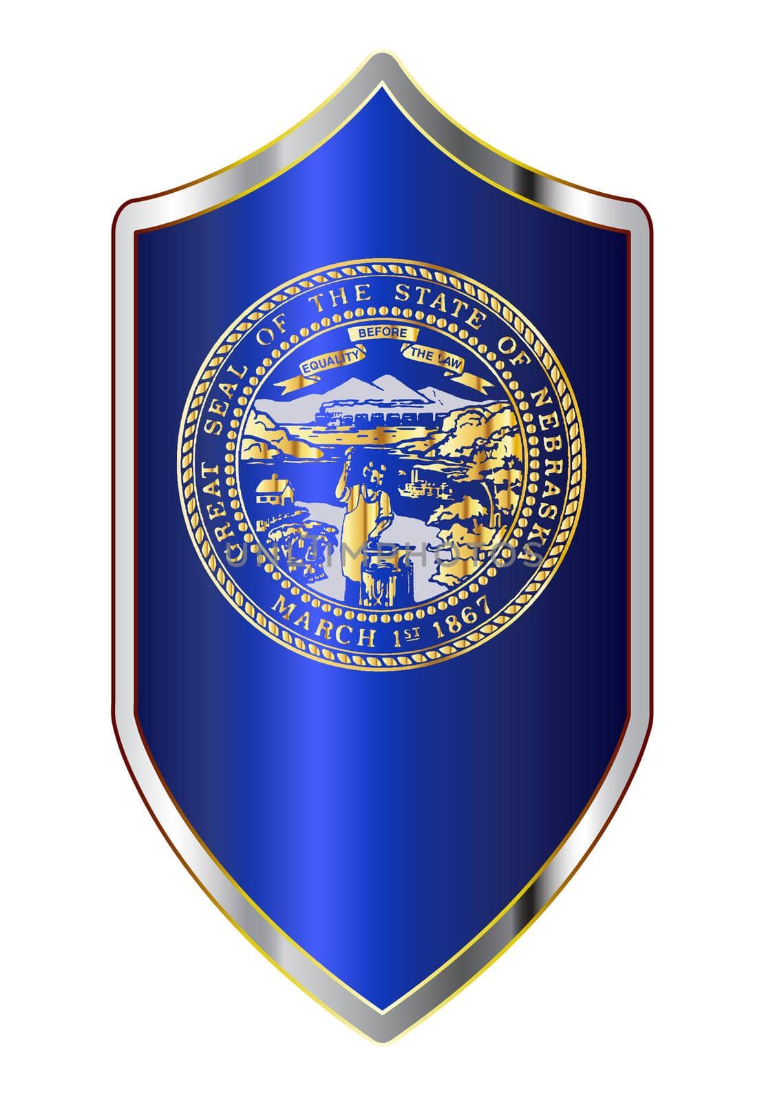 Nebraska State Flag On A Crusader Style Shield by Bigalbaloo