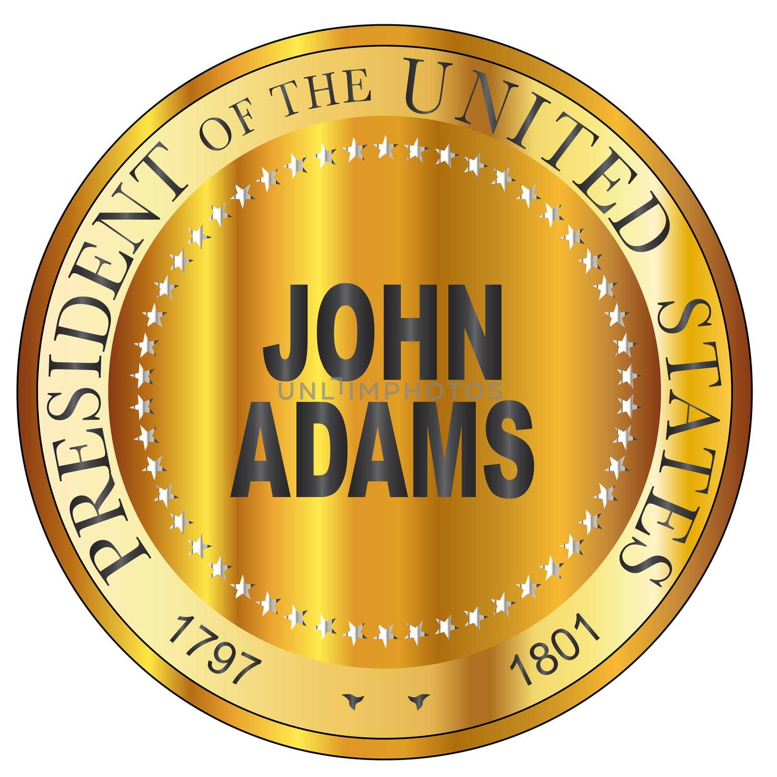 John Adams Gold Metal Stamp by Bigalbaloo