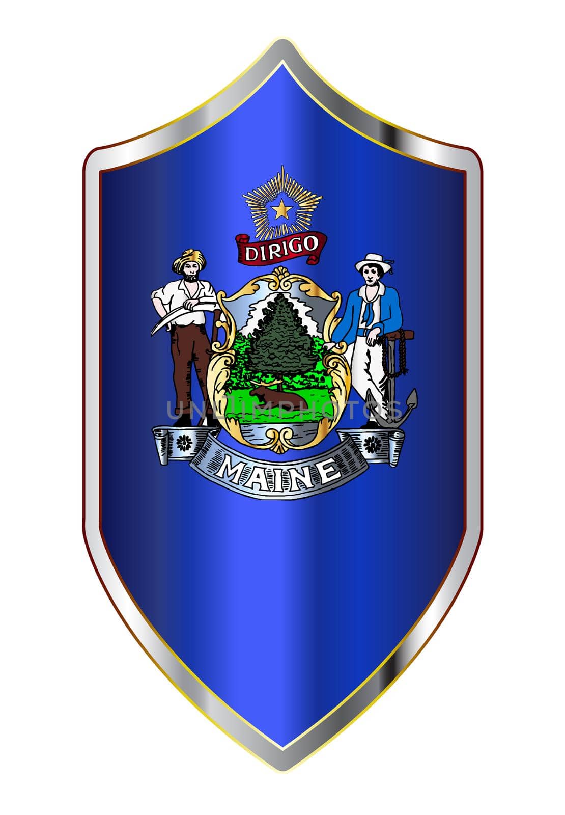 Maine State Flag On A Crusader Style Shield by Bigalbaloo