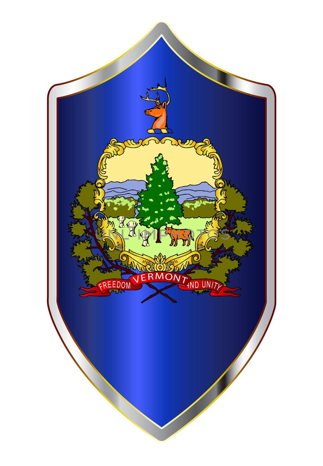 Vermont State Flag On A Crusader Style Shield by Bigalbaloo