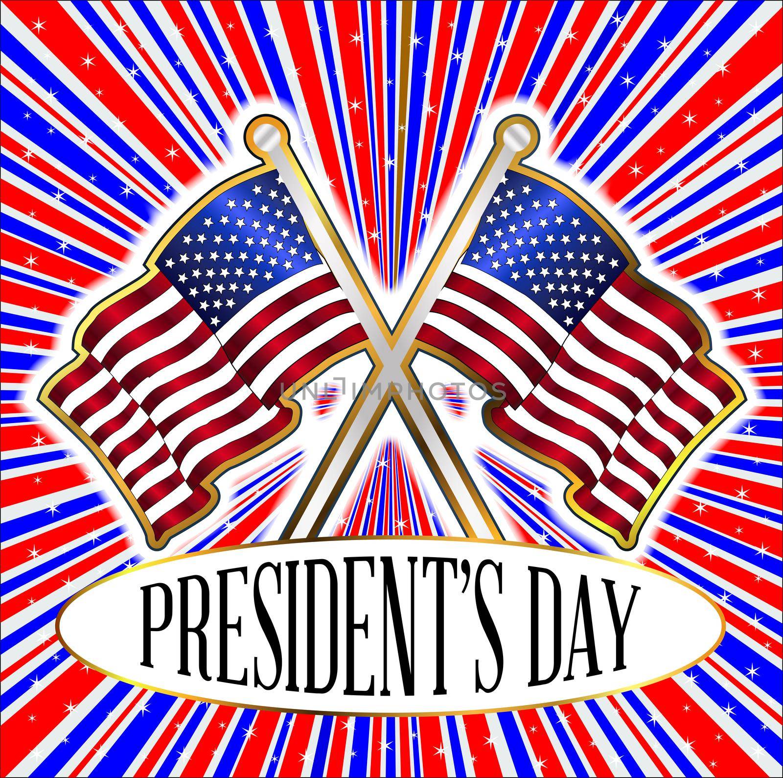 Red White And Blue Rays Background With Stars And Presidents Day Flag Pin by Bigalbaloo