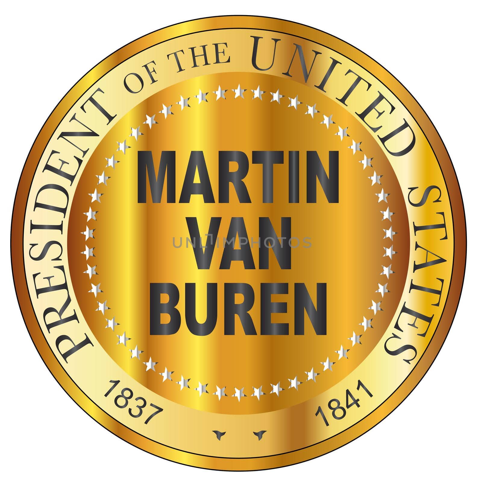 Martin Van Buren Gold Metal Stamp by Bigalbaloo