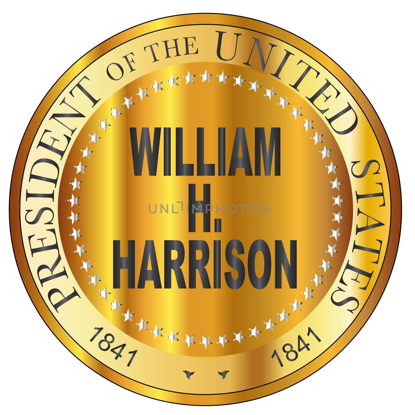 William H. Harrison Gold Metal Stamp by Bigalbaloo