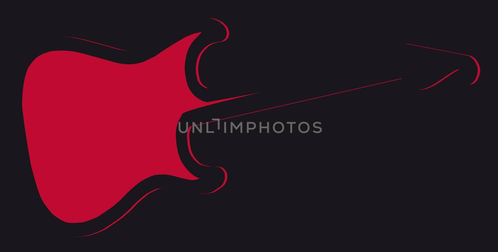 Red Copy Space Abstract Isolated Guitar SIlhouette by Bigalbaloo