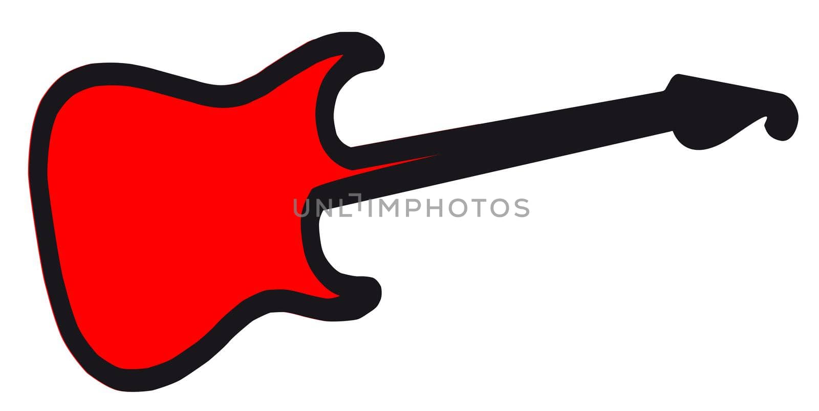 Red Copy Space Isolated Guitar SIlhouette by Bigalbaloo