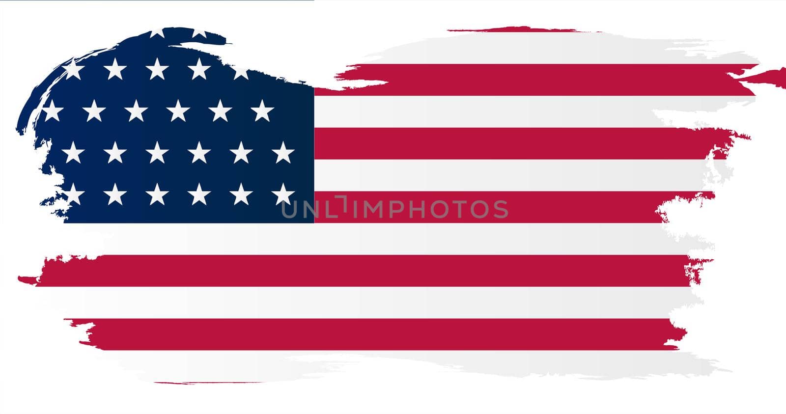 A Union side civil war stars and stripes flag set with a white grunge border