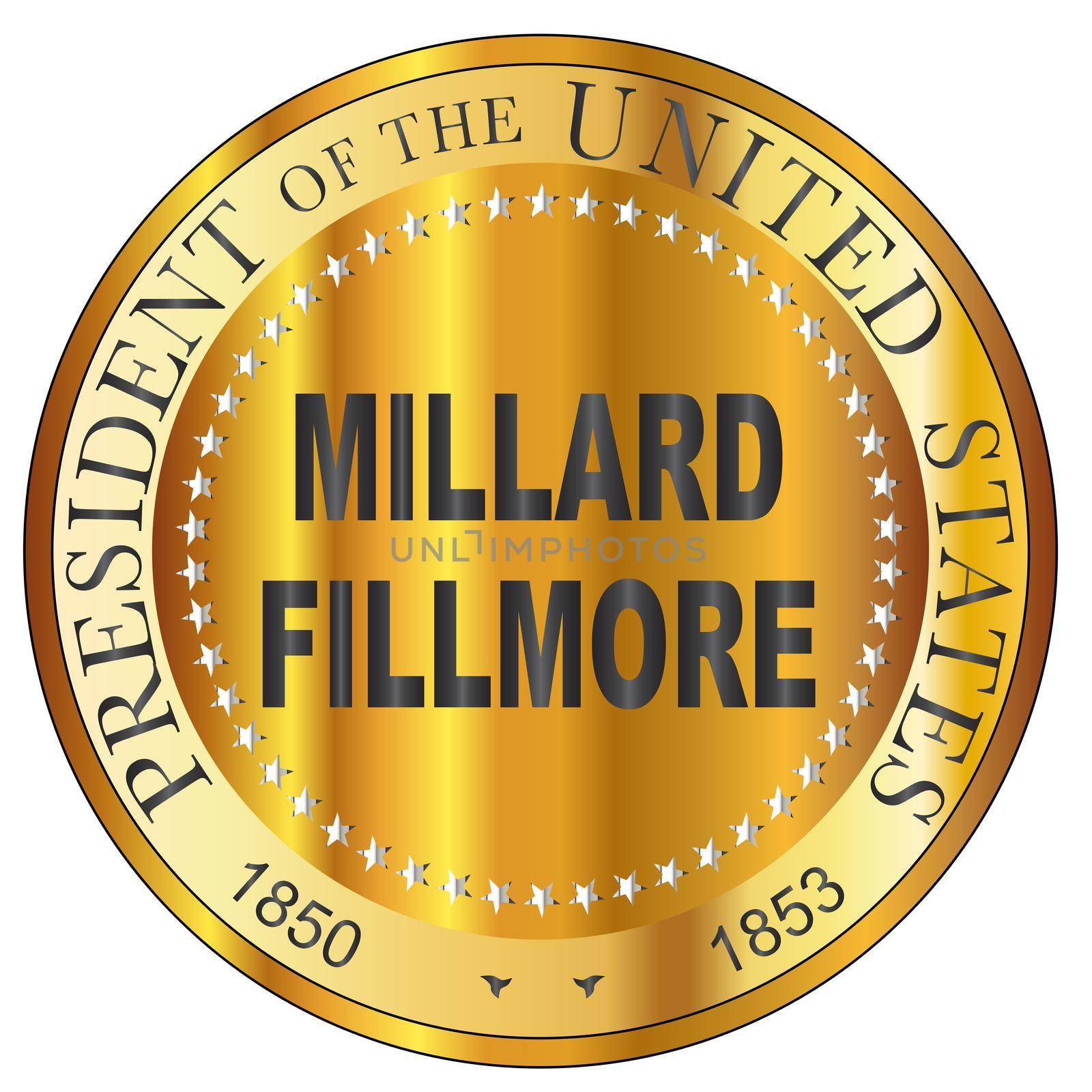 Millard Fillmore Gold Metal Stamp by Bigalbaloo