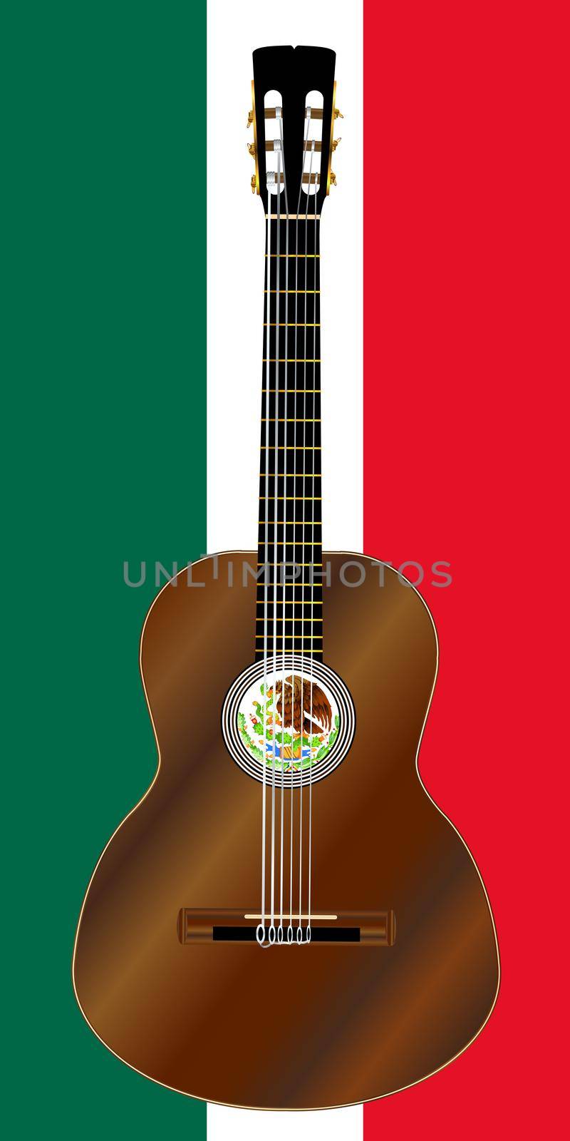 Spanish Acoustic Guitar On Mexico Flag Colors by Bigalbaloo