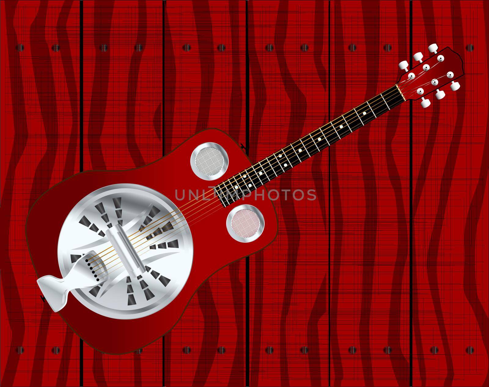 Resonator Guitar By A Wooden Fence by Bigalbaloo