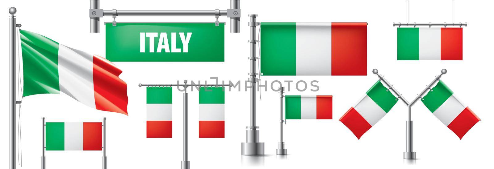 Vector set of the national flag of Italy in various creative designs by butenkow