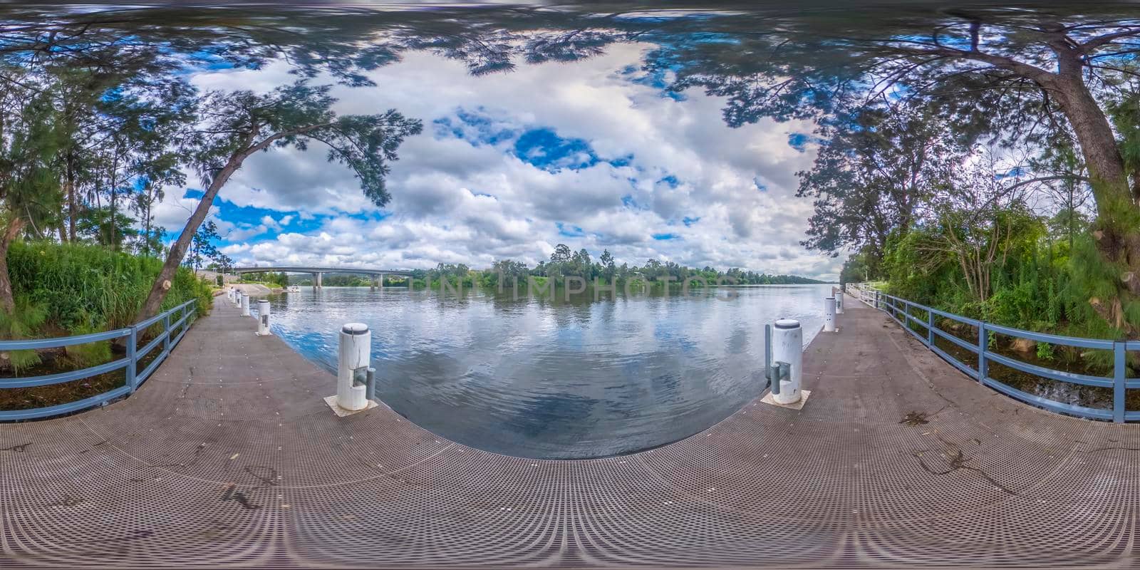 Spherical 360 panorama photograph of the walkway along the Nepean River in Penrith by WittkePhotos