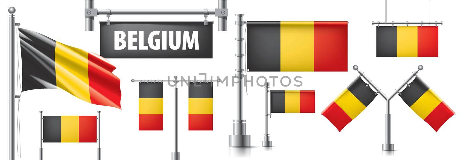 Vector set of the national flag of Belgium in various creative designs by butenkow