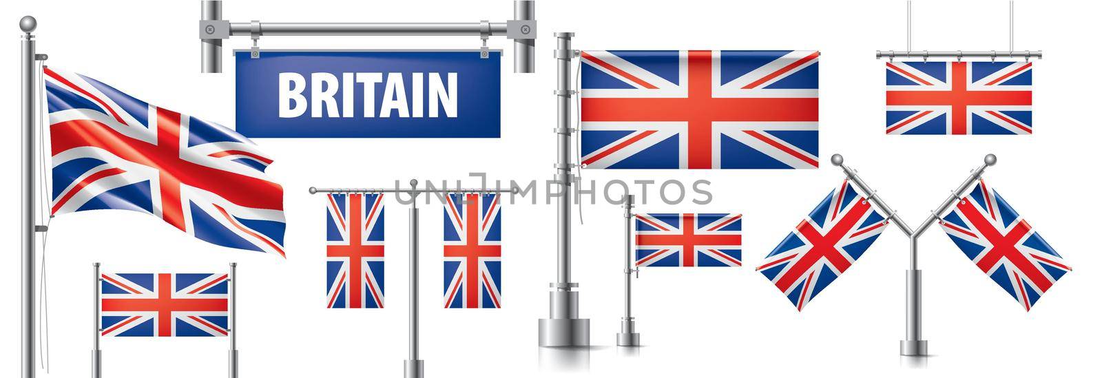 United Kingdom flag, vector illustration on a white background.