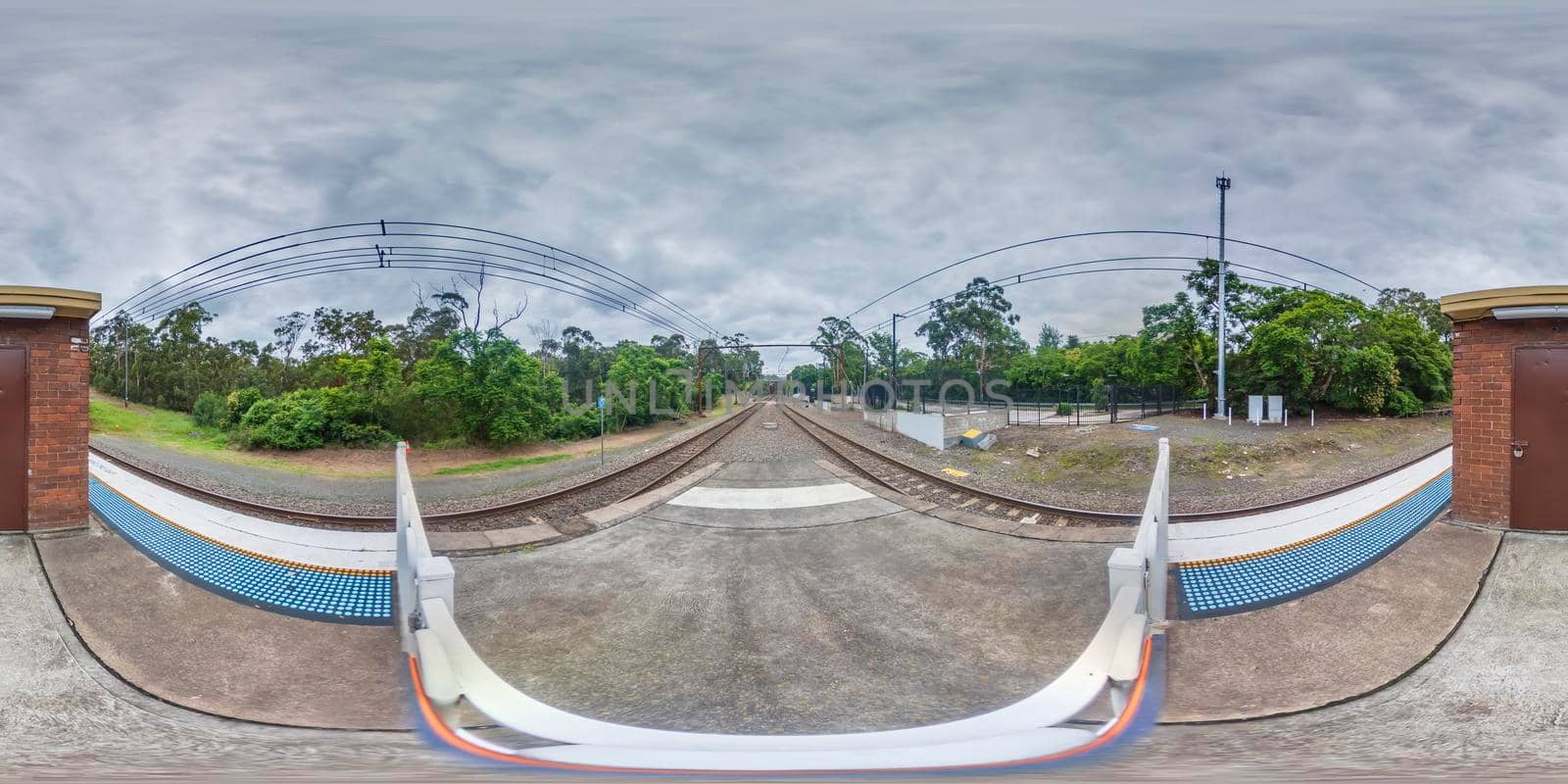 Spherical 360 panoramic photograph of Glenbrook Train Station in regional Australia by WittkePhotos