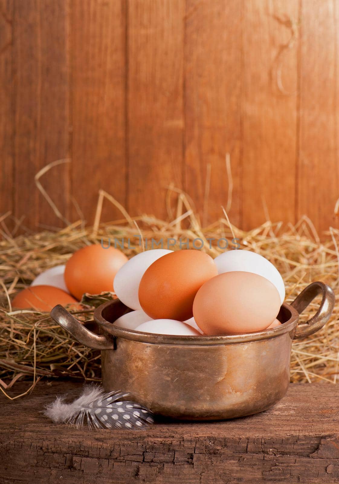 eggs on old wooden background