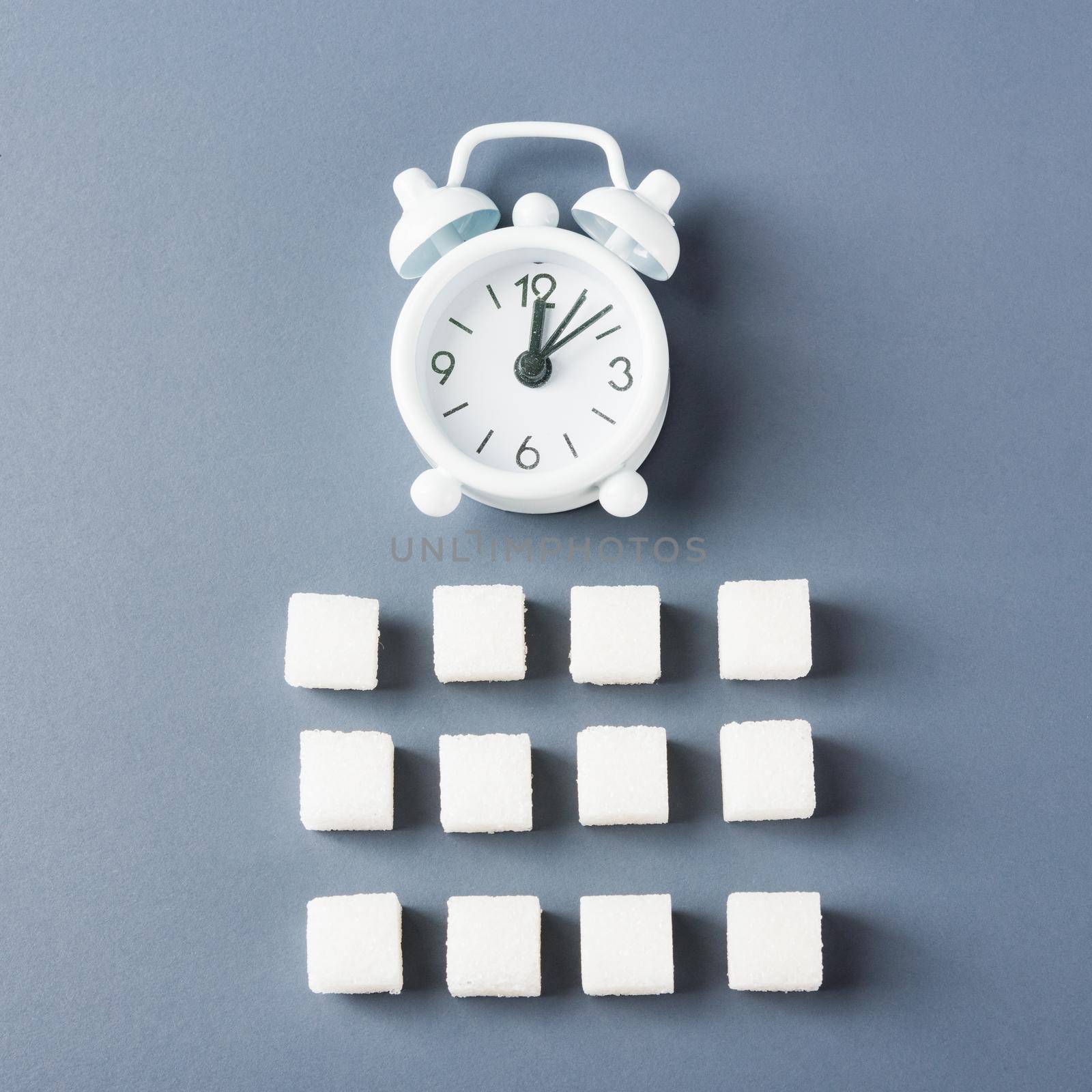 sugar cube sweet food ingredient geometry pattern and alarm clock by Sorapop