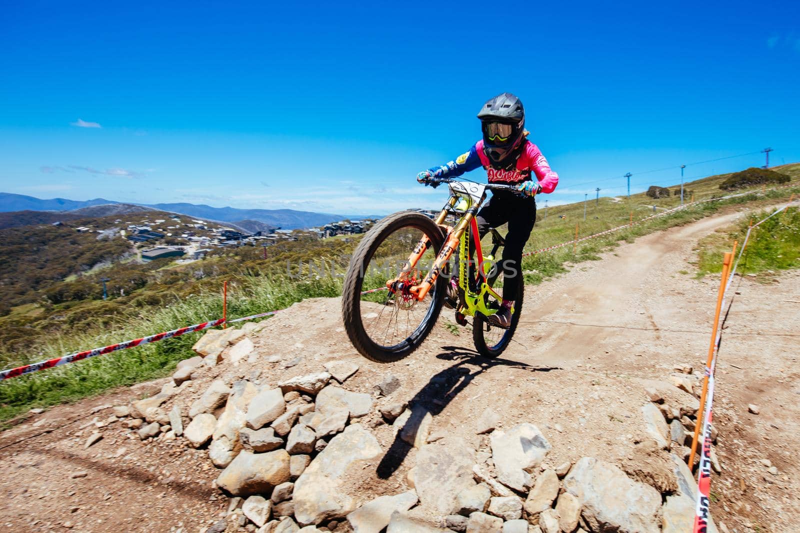 MT BULLER, AUSTRALIA - JANUARY 16, 2021: Finals for the Victorian Downhill Mountain Bike Series at Mt Buller