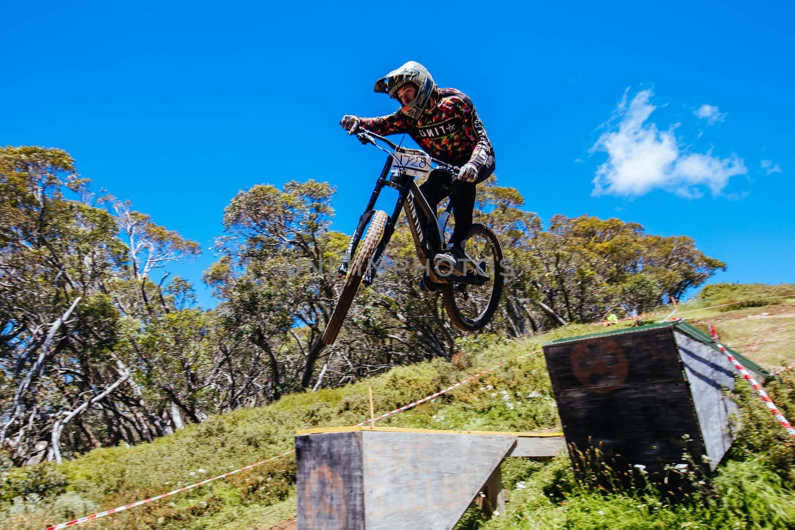 MT BULLER, AUSTRALIA - JANUARY 16, 2021: Finals for the Victorian Downhill Mountain Bike Series at Mt Buller