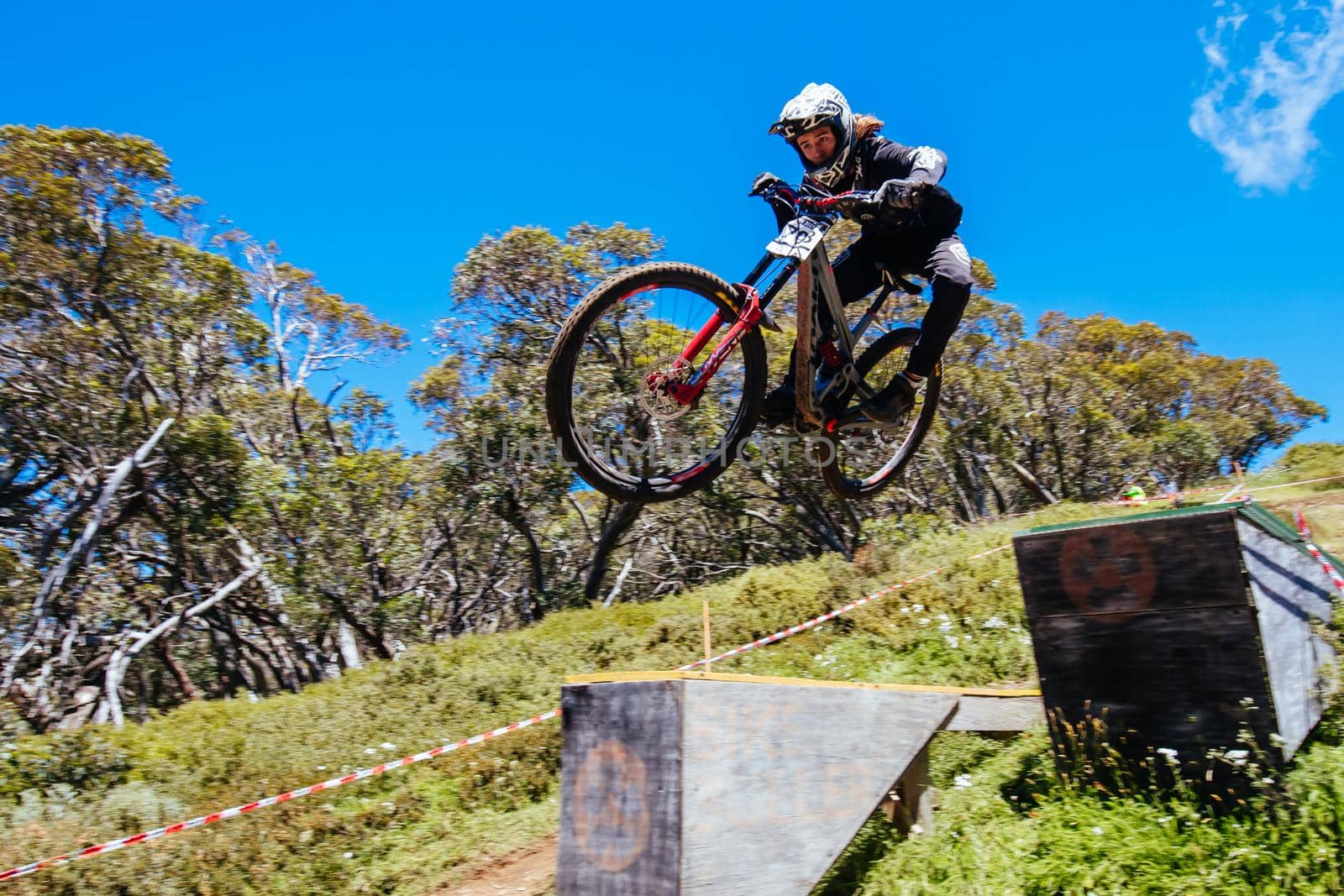 MT BULLER, AUSTRALIA - JANUARY 16, 2021: Finals for the Victorian Downhill Mountain Bike Series at Mt Buller
