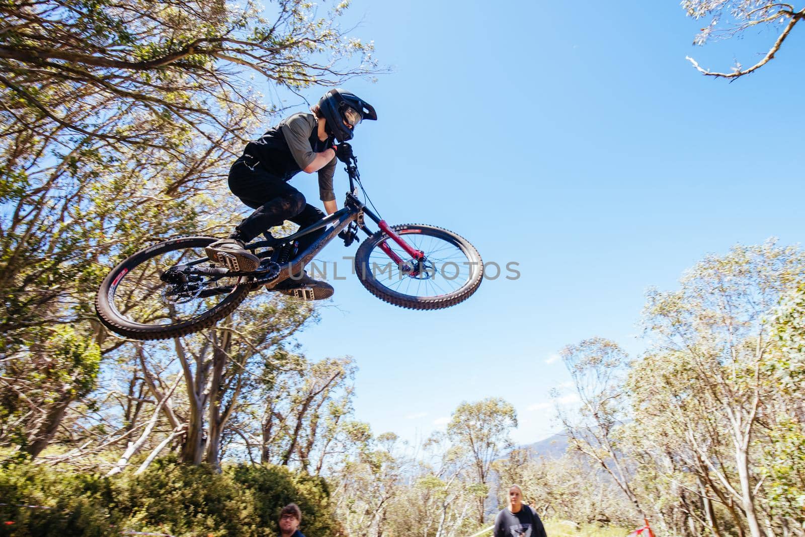 MT BULLER, AUSTRALIA - JANUARY 16, 2021: Finals for the Victorian Downhill Mountain Bike Series at Mt Buller