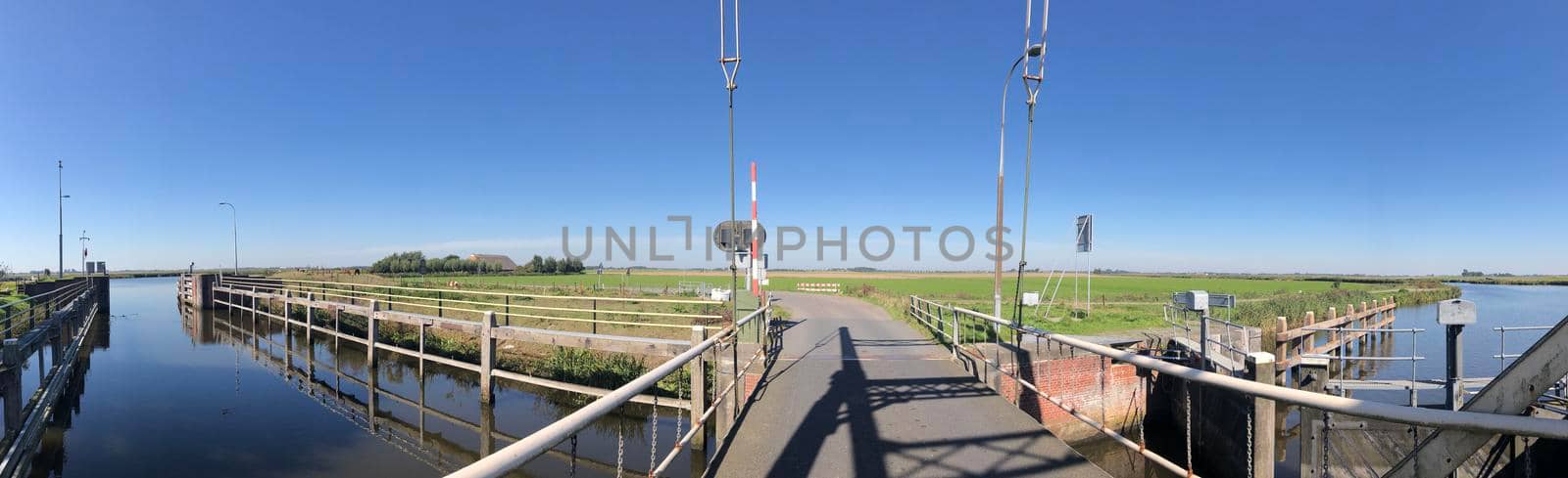 Panorama from a canal lock in Electra The Netherlands