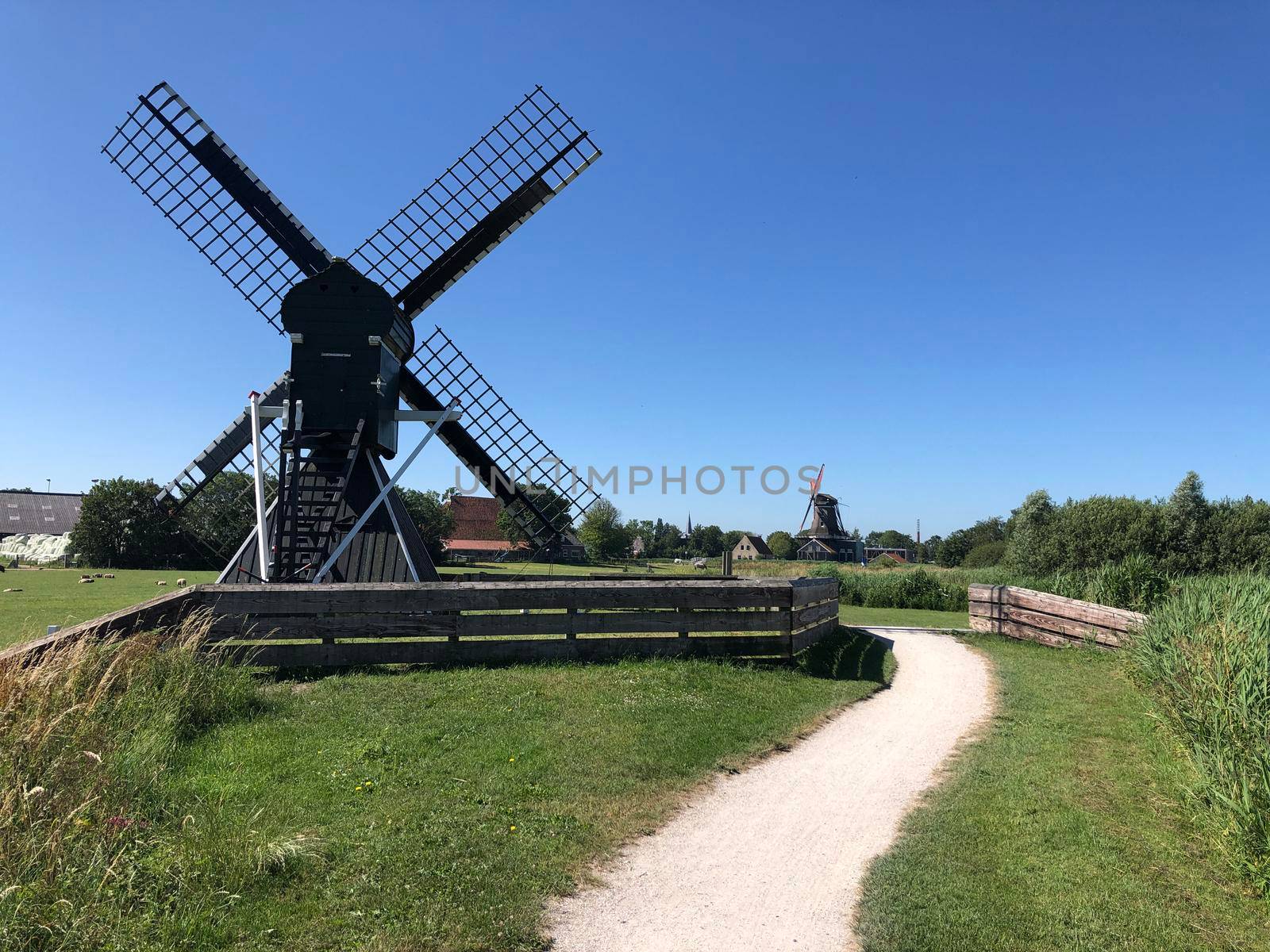 Windmills in IJlst, Friesland The Netherlands