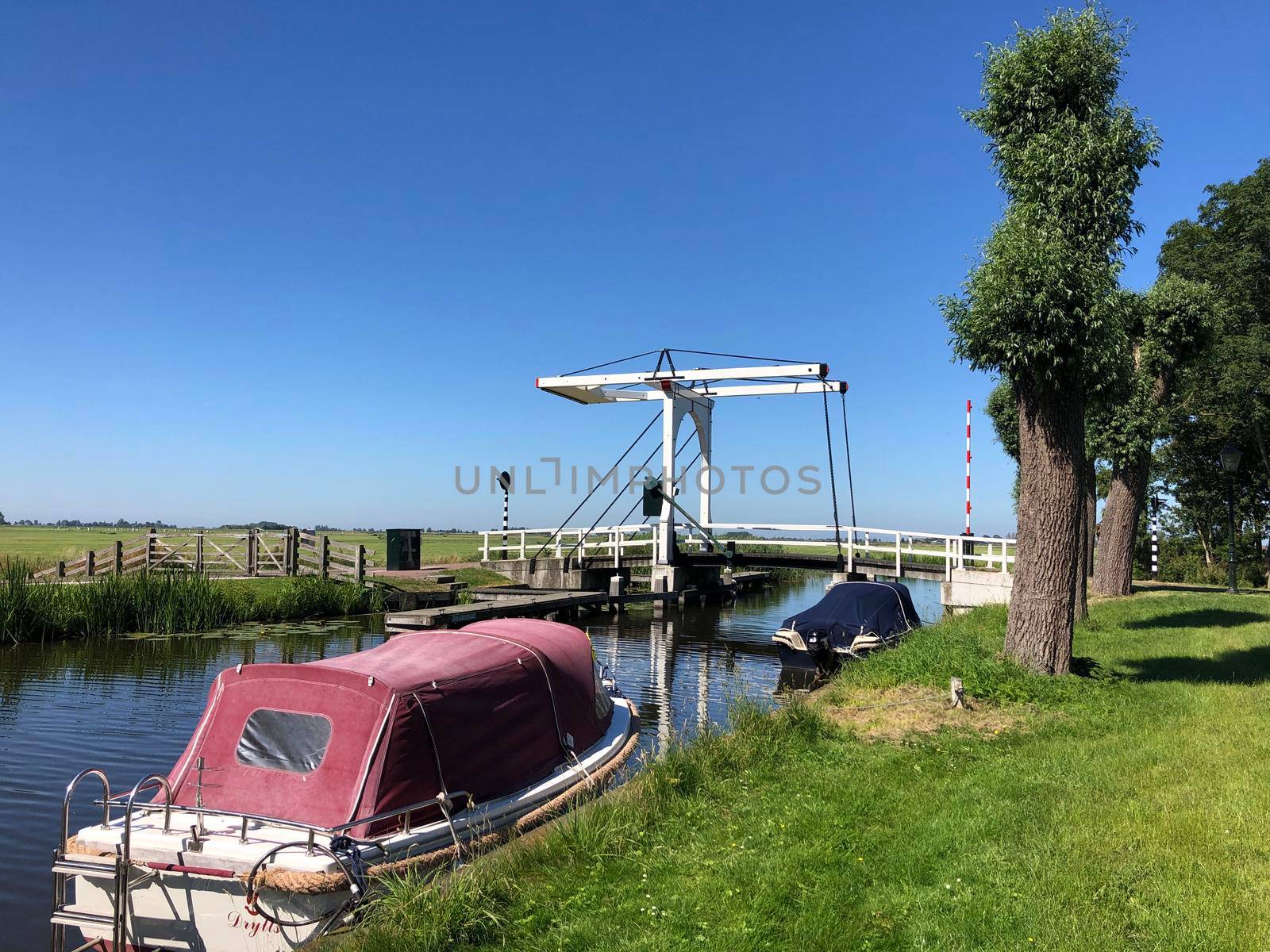 Bridge over a canal in IJlst Friesland The Netherlands