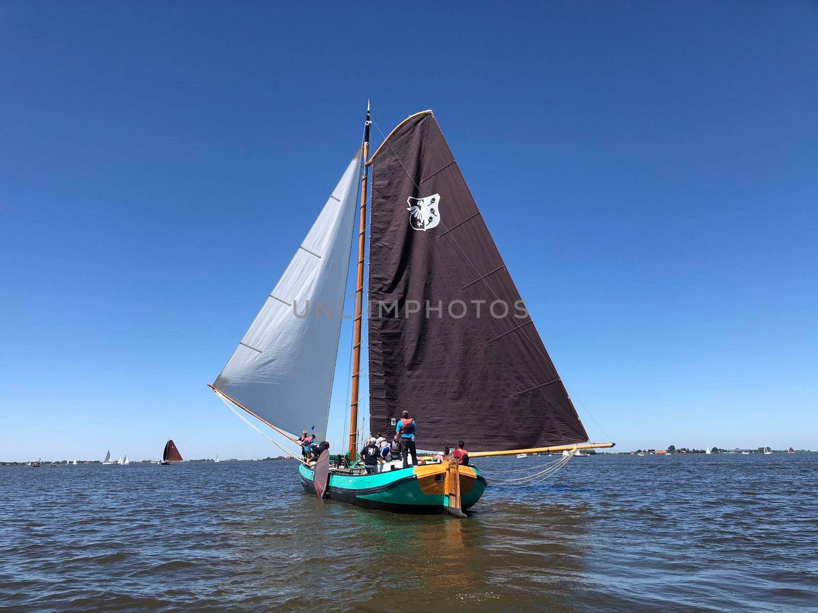 Sailing on a lake in Friesland The Netherlands