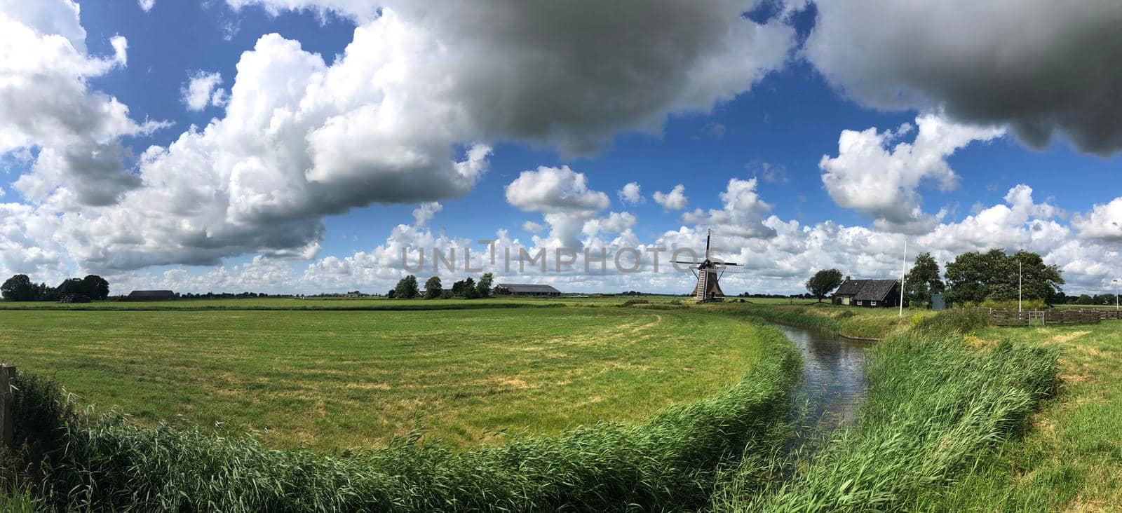 Panorama from a windmill in Winsum, Friesland The Netherlands