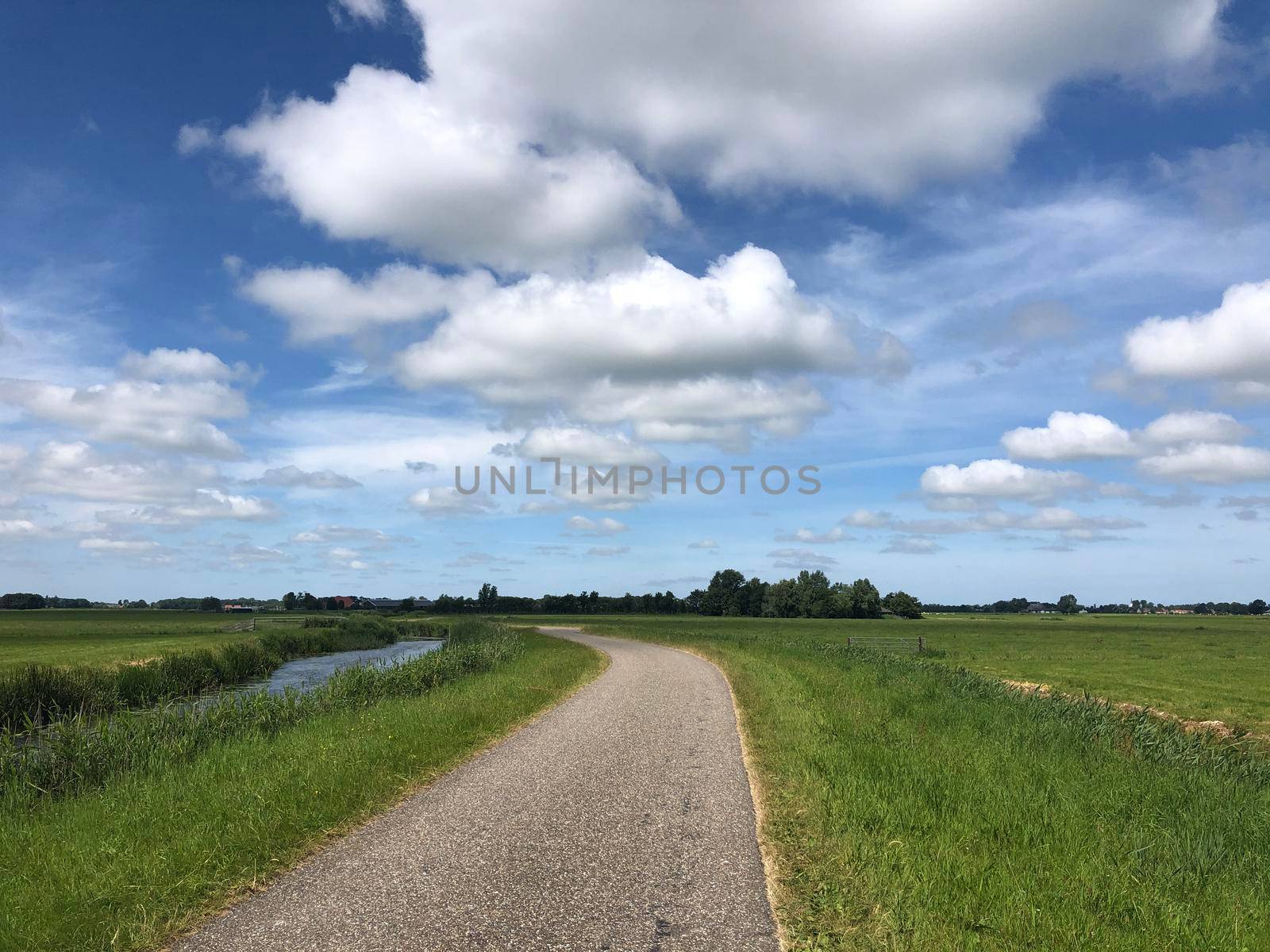 Road towards Cornjum in Friesland The Netherlands