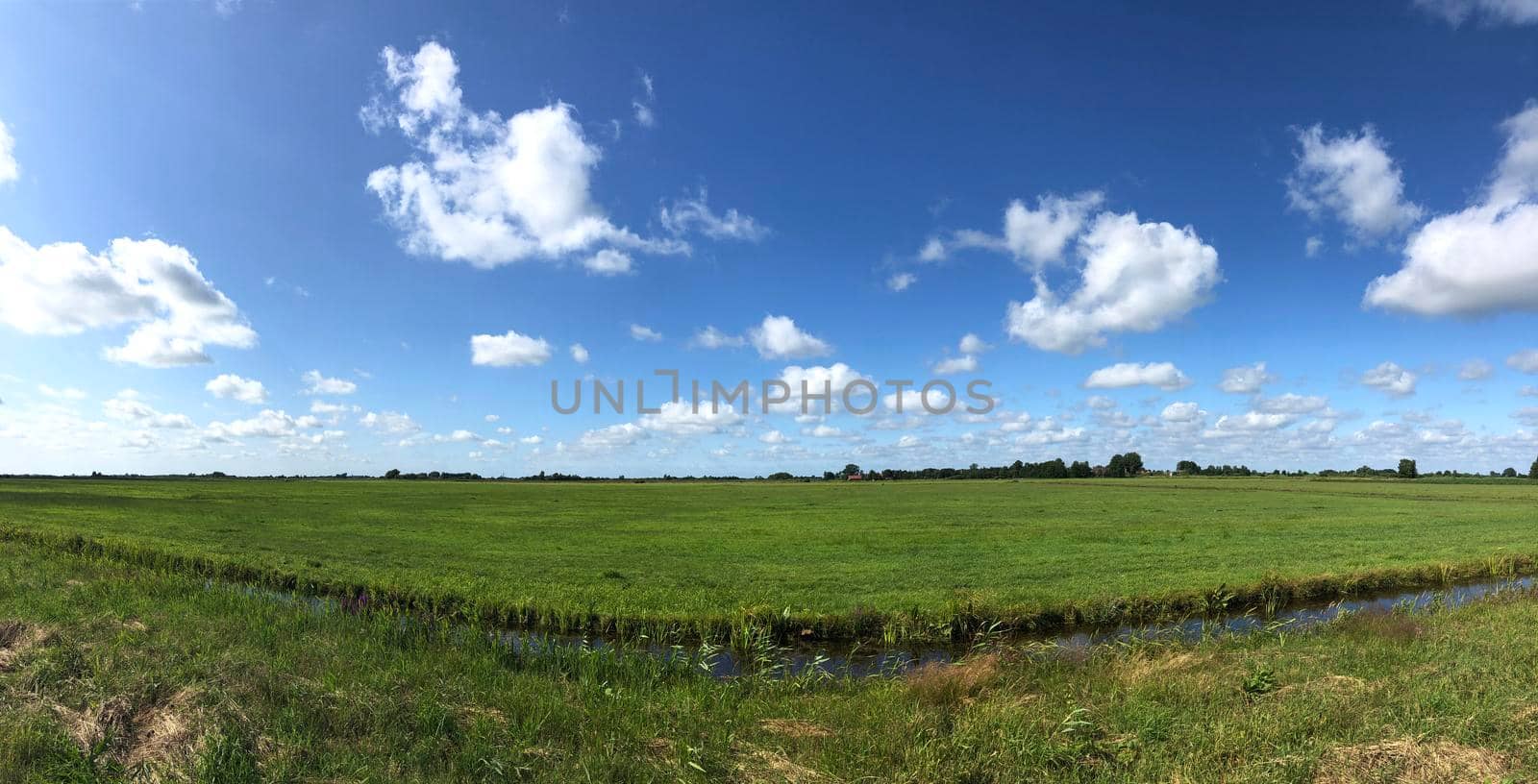 Frisian landscape panorama in The Netherlands