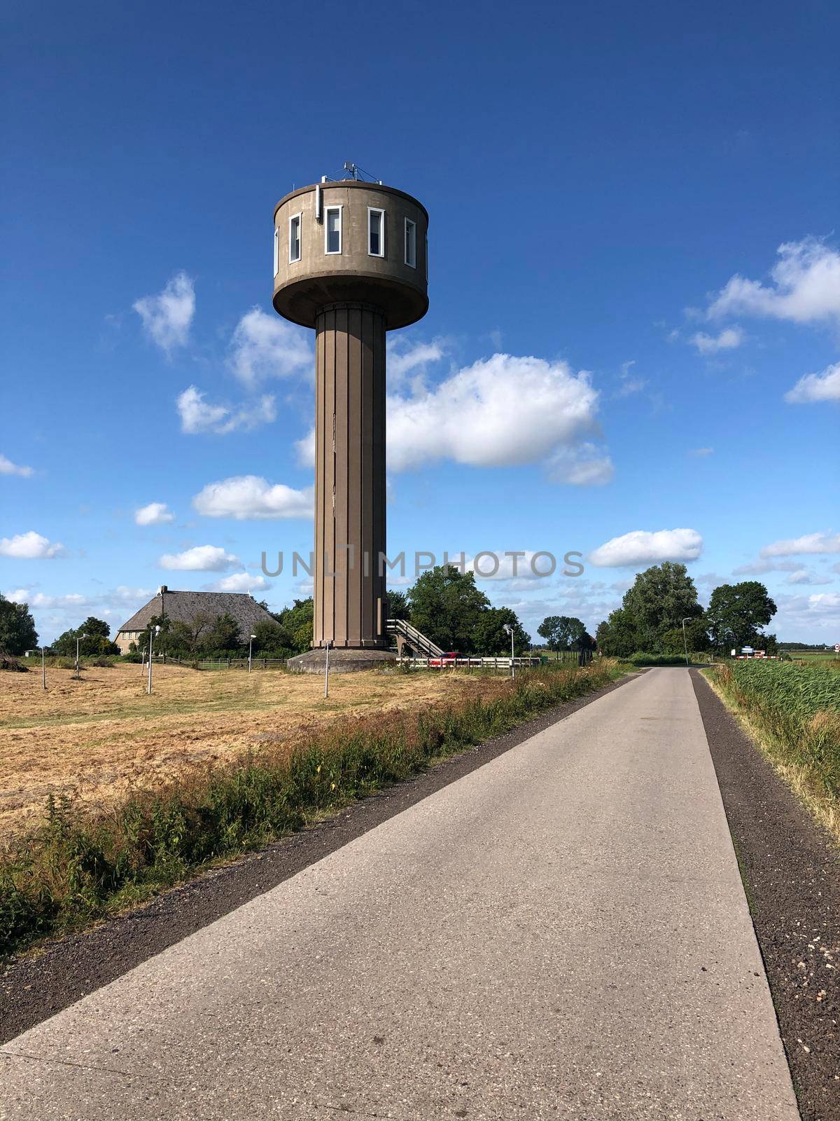 Watertower and hotel in Nes, Friesland The Netherlands