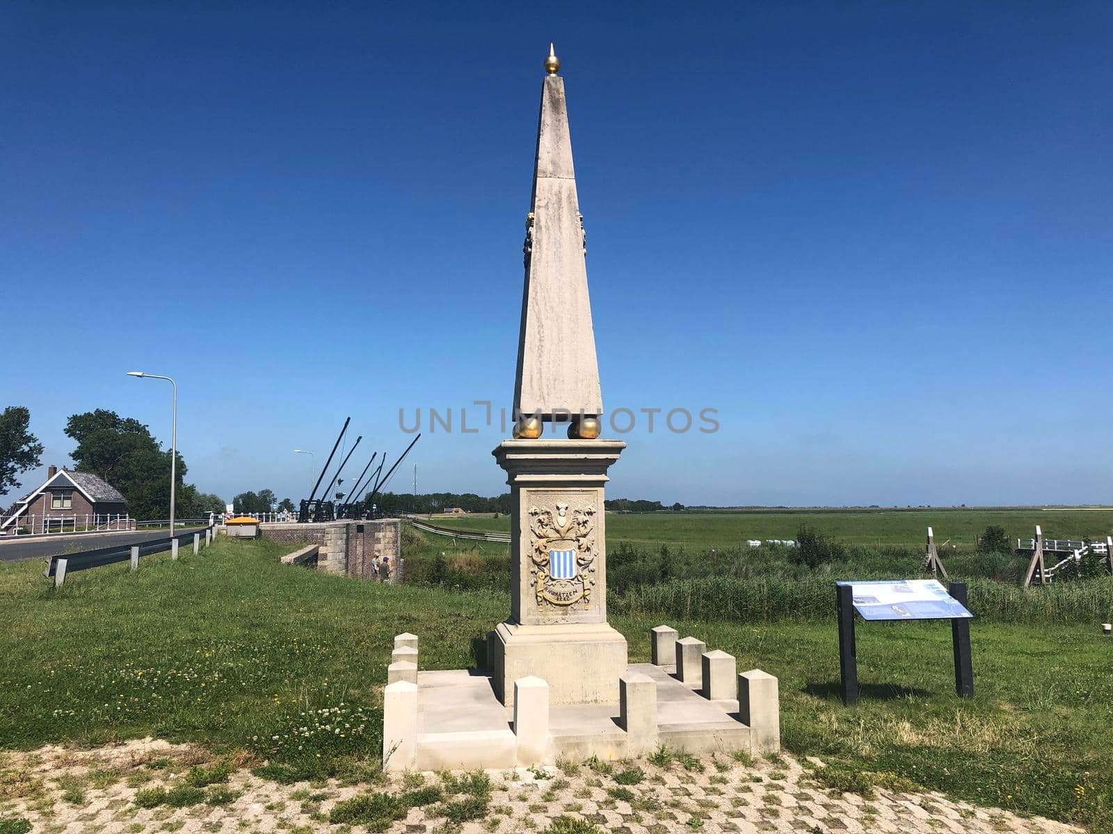 Statue at the sea lock in Dokkumer Nije Silen, Friesland The Netherlands