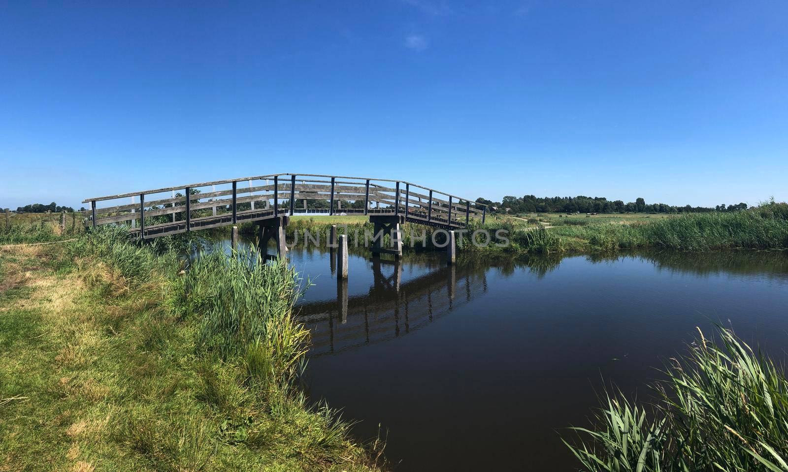 Bridge over river in Friesland, The Netherlands