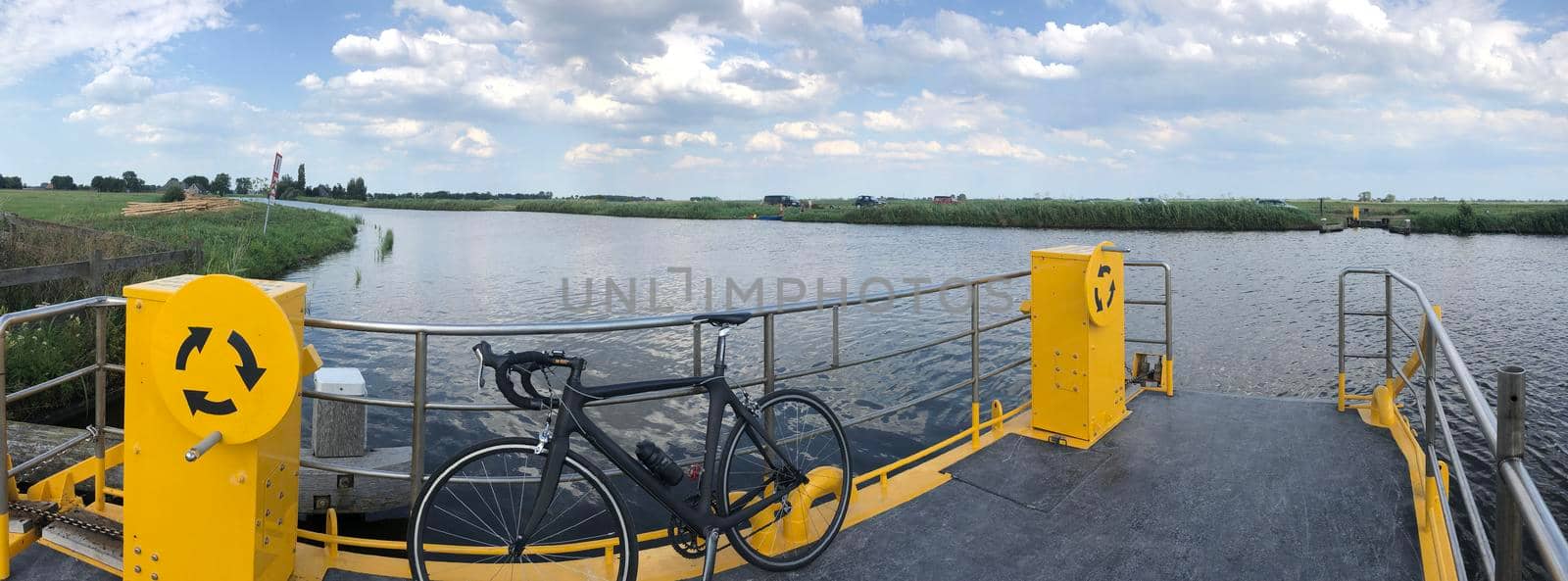 Self-service ferry around Rotstergaast in Friesland, The Netherlands