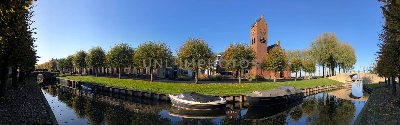 Panorama from autumn in Sloten, Friesland, The Netherlands