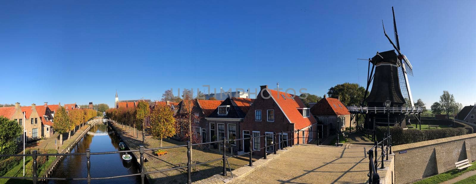 Panorama from autumn in Sloten, Friesland, The Netherlands