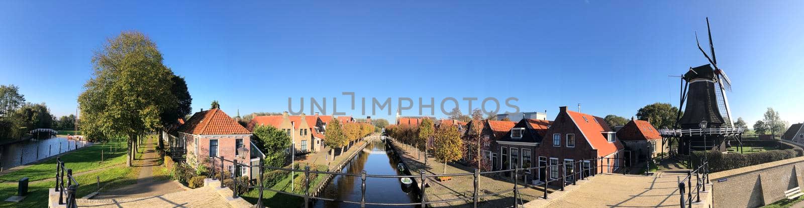 Panorama from autumn in Sloten, Friesland, The Netherlands