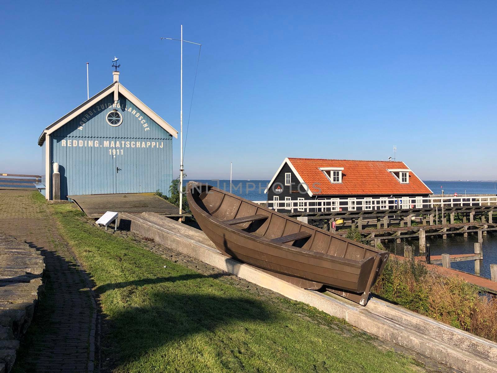 Rescue building in Hindeloopen during autumn in Friesland, The Netherlands