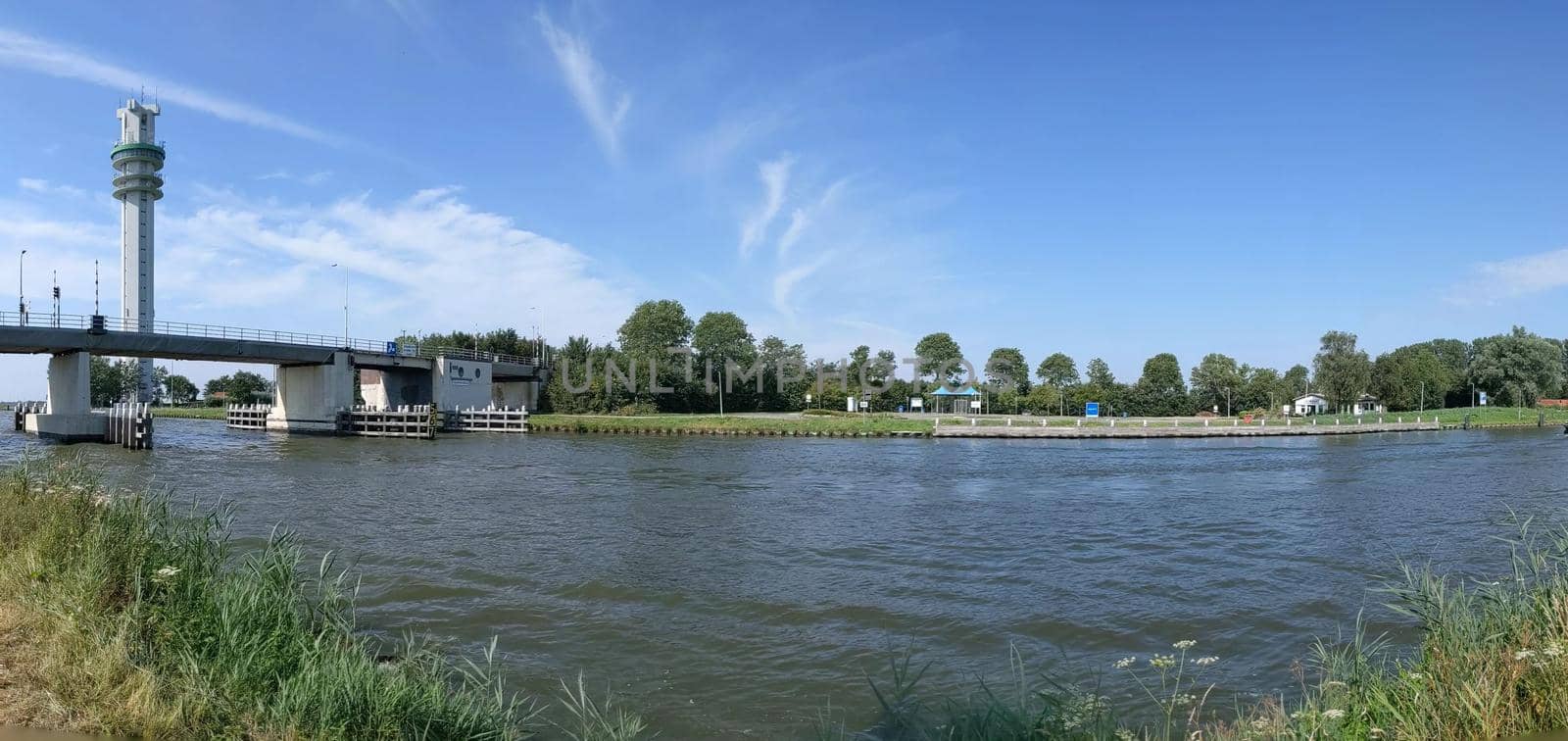 Panorama from a Princess margriet canal in Spannenburg, Friesland The Netherlands