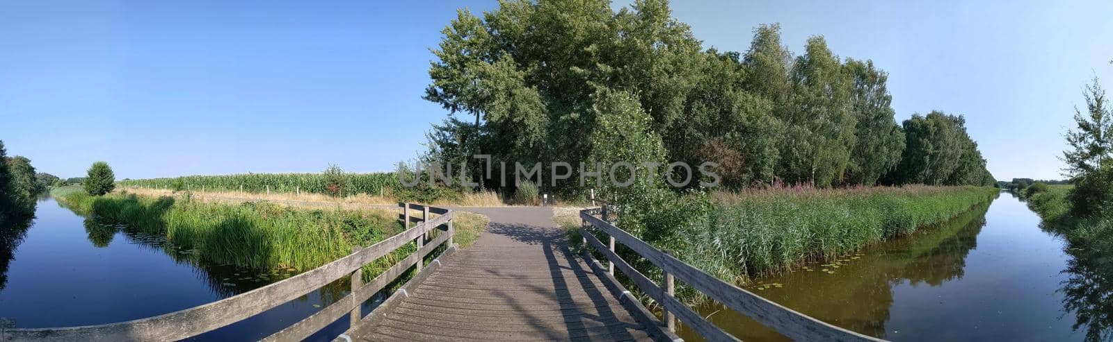 Bridge over a canal around Oranjewoud in Friesland, The Netherlands