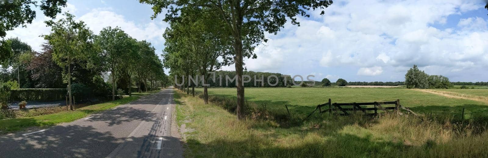 Panoramic landscape around Rijs in Friesland The Netherlands