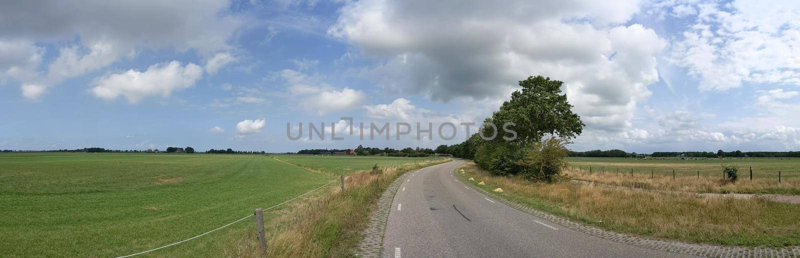 Road from Bakhuizen to Hemelum in Friesland The Netherlands