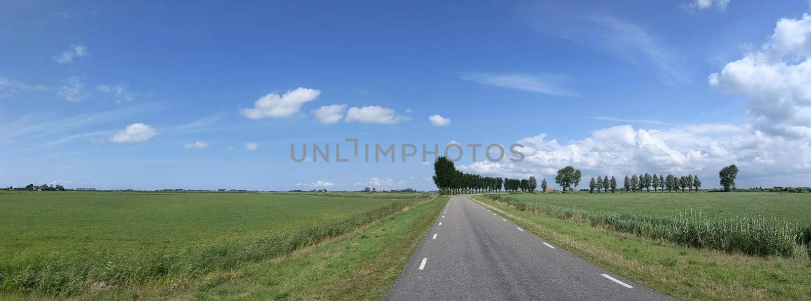 Panoramic landscape around Koudum in Friesland The Netherlands