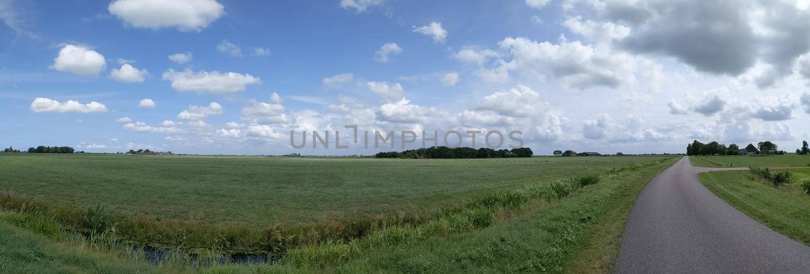 Landscape around It Heidenskip in Friesland The Netherlands