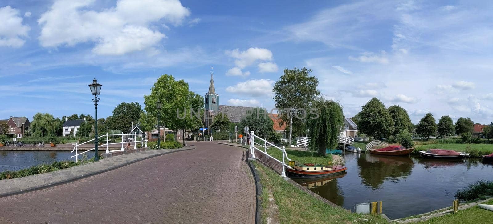Panorama from the town Oudega in Friesland The Netherlands